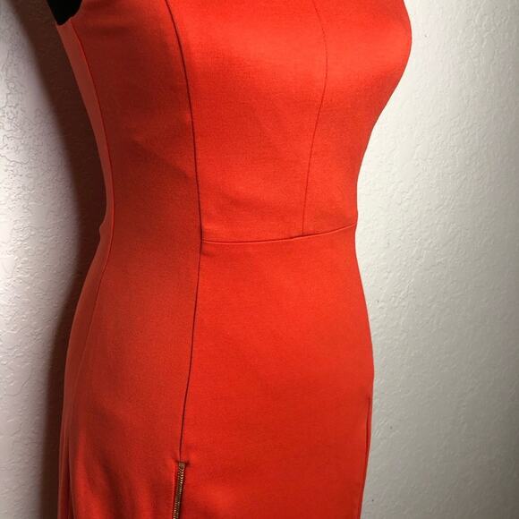 Trina Turk orange zipper hem sleeveless sheath dress - Picture 3 of 15